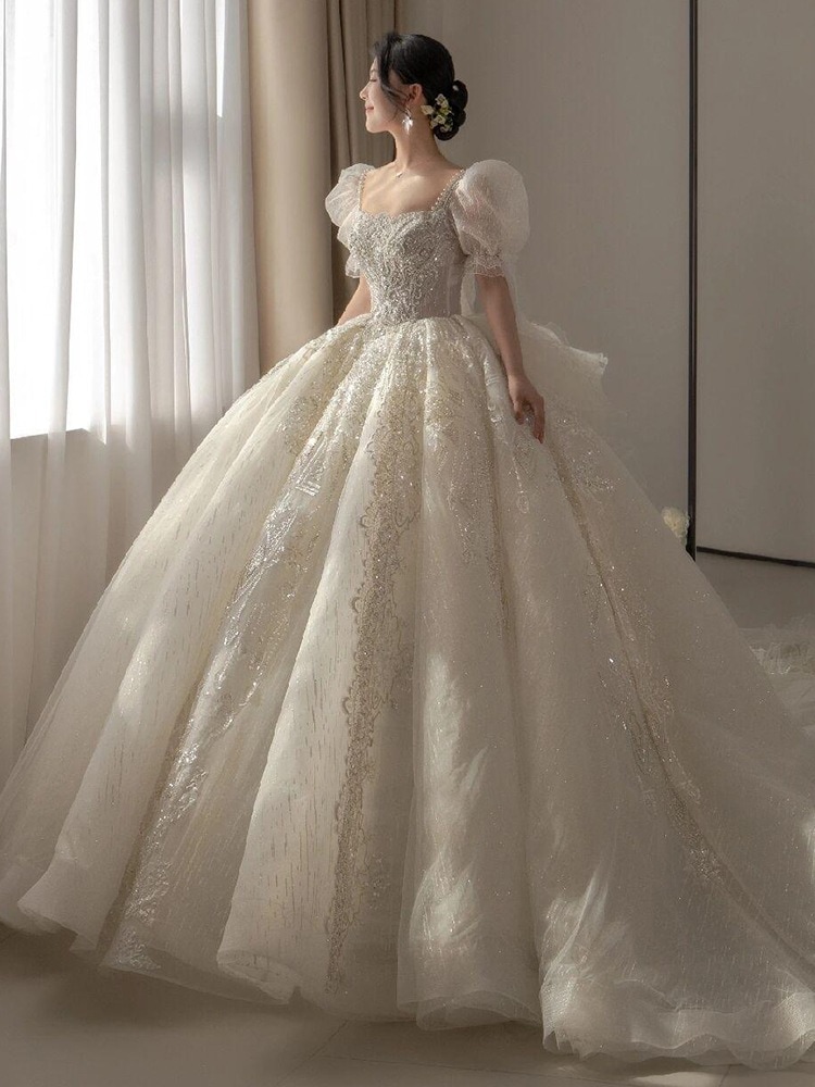 ウェディングドレス 花嫁 2025 太mm 大きいサイズ メイン糸 上質な風合い 小人重工 秋冬用 気床