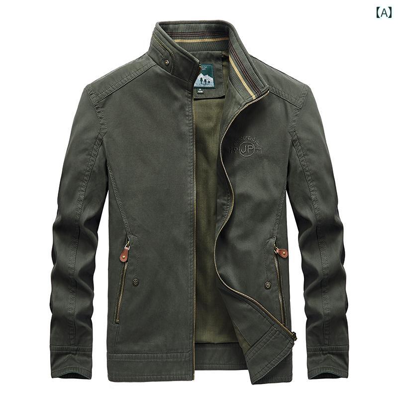 メンズ ファッション 春秋 スタンドカラー ジャケット 綿 ビジネス カジュアル ジャケット