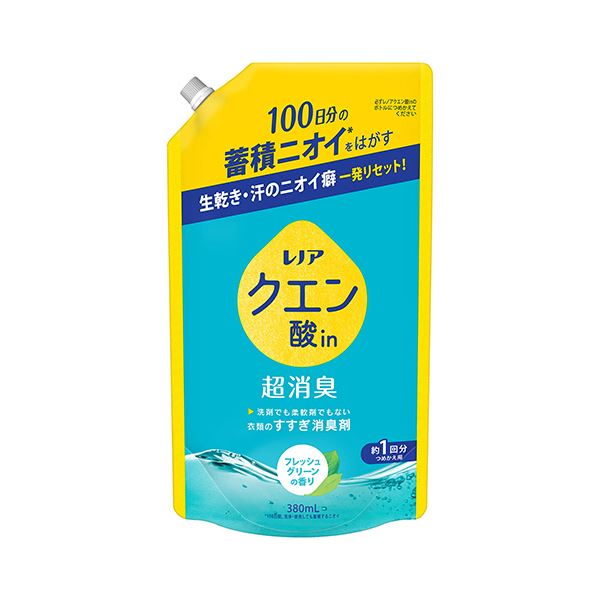 (まとめ) P&Gレノア クエン酸in超消臭 フレッシュグリーンの香り つめかえ用 380ml 1個 (×10セット)