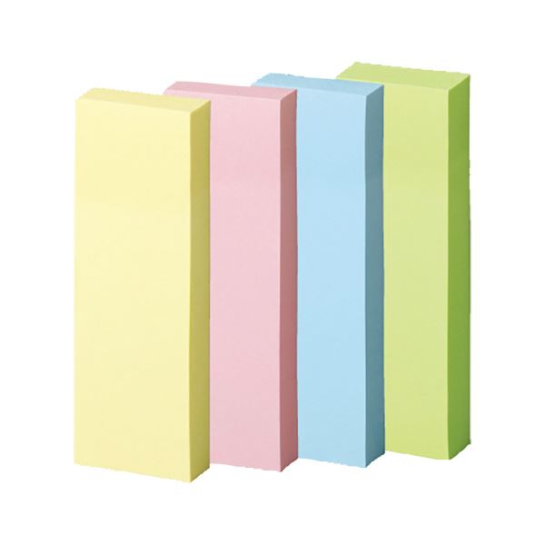 （まとめ） TANOSEE強粘着ふせん 75×25mm パステルカラー・4色 1パック（20冊） (×3セット)