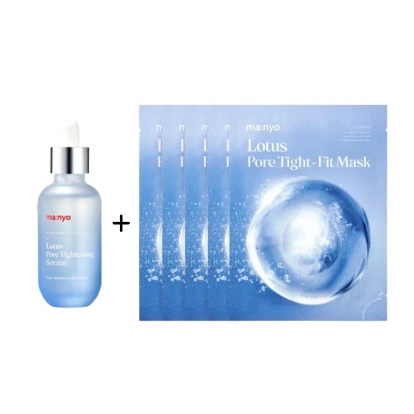 [25SS/New]ロータス フォア タイトニング セラム 55ml+ロータス フォア タイトフィット マスク 5枚 #毛穴クーリング #毛穴ケア #ヒアルソーム #アデノシン