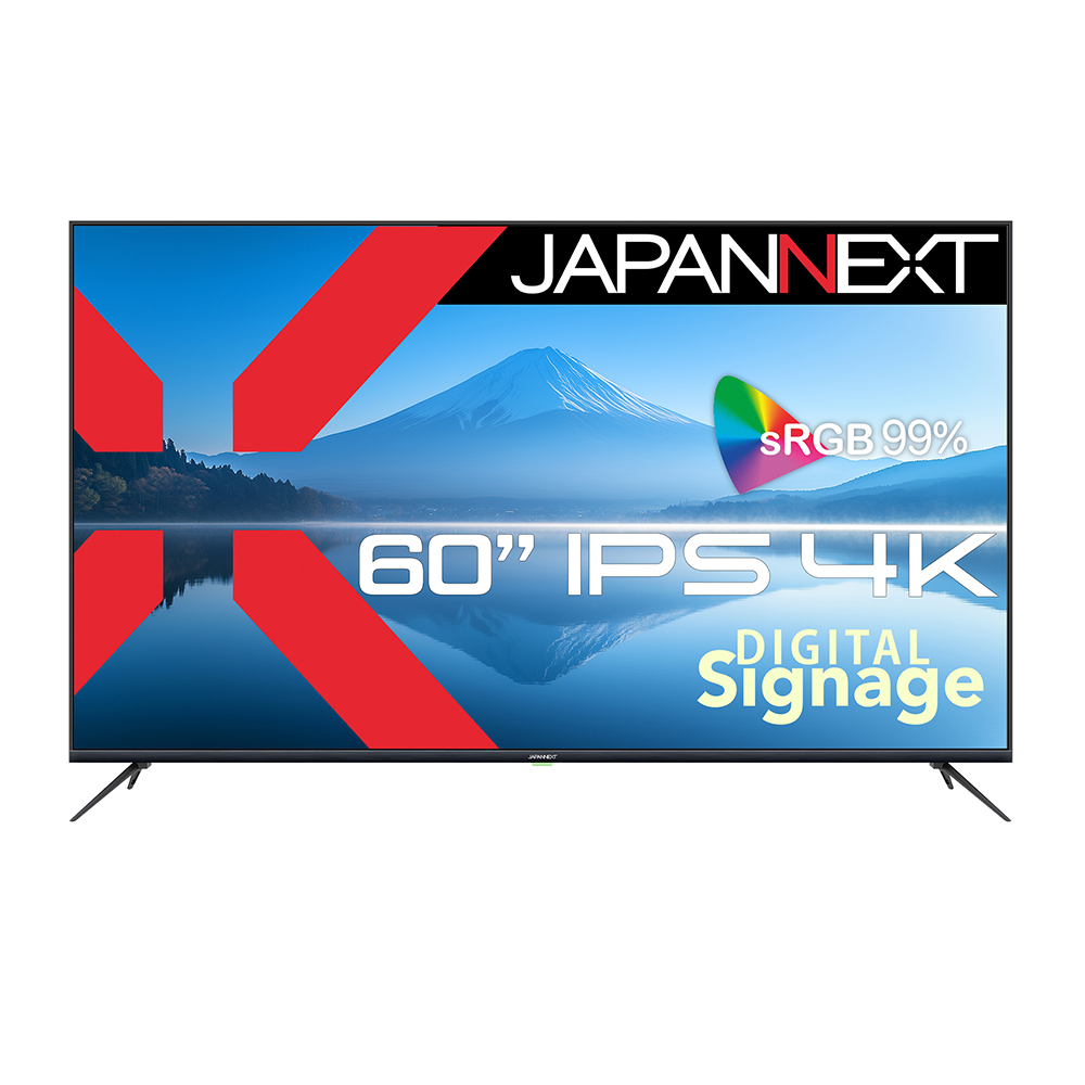 JAPANNEXTジャパンネクスト サイネージ液晶ディスプレイ(60型/IPS/4K UHD 3840×2160/60Hz/9.5ms/HDR10/HDMI2.0/VESA/2年保証)(ブラック)