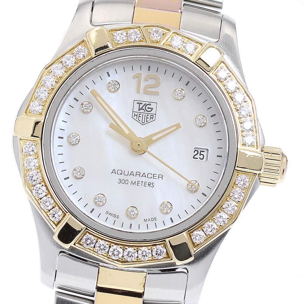 タグホイヤー TAG HEUER WAF1450 アクアレーサー デイト ダイヤベゼル クォーツ レディース _895044【中古】