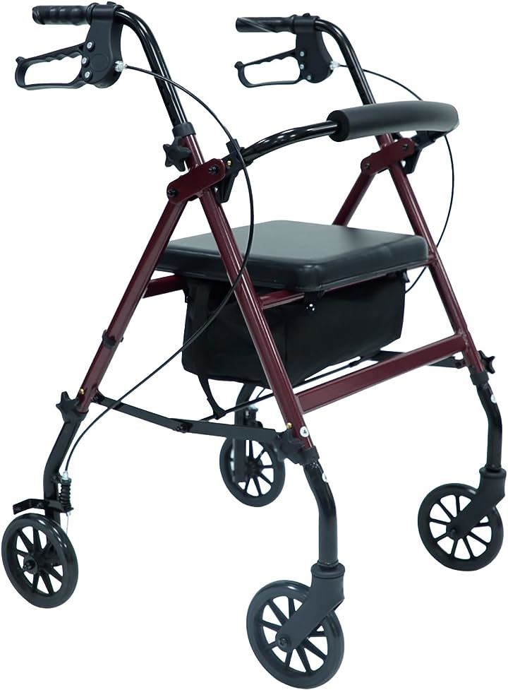 シルバーカー ショッピングカー 折り畳み式 簡易 アルミ合金製 買い物ケース付き 高さが調節可能 4輪(red)