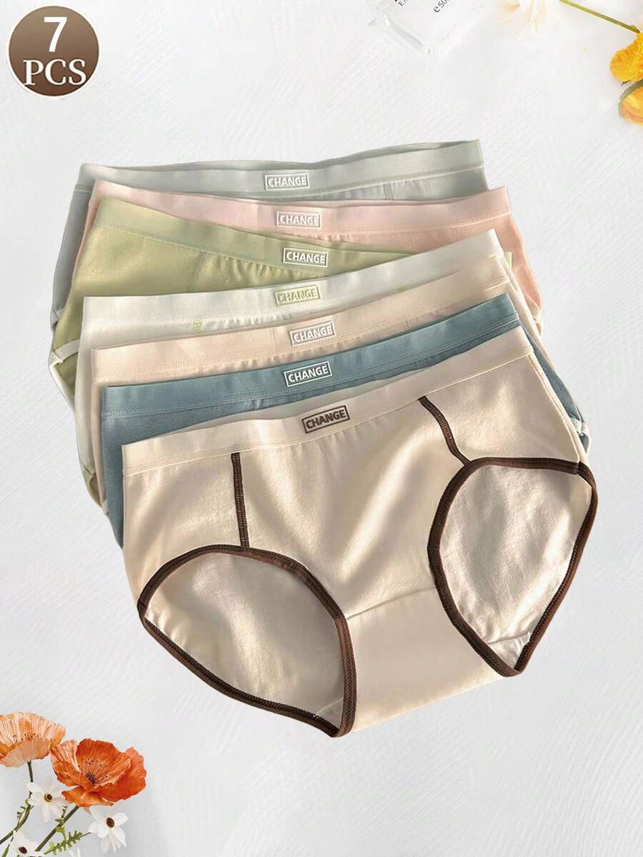 女性用薄手コットンパンツ7枚セットセクシーな無地ビキニショーツ通気性の良い低ウエストアンダーウェア