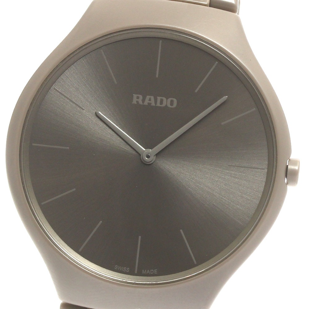 ラドー RADO R27098682 トゥルーシンライン クルール・コルビュジエ クォーツ メンズ 美品 保証書付き_884159【中古】