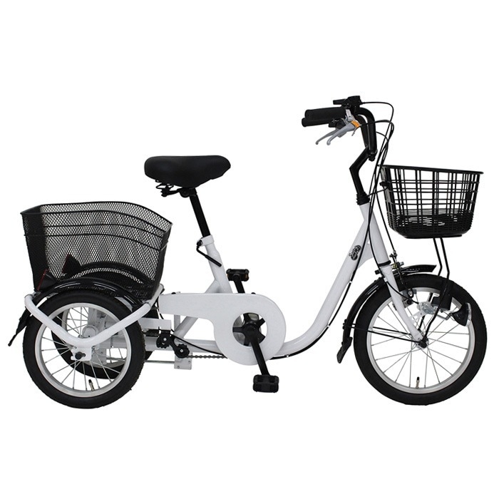 三輪自転車 ロータイプ フロント16インチ リア14インチ カゴ付 MG-TRE16L ホワイト