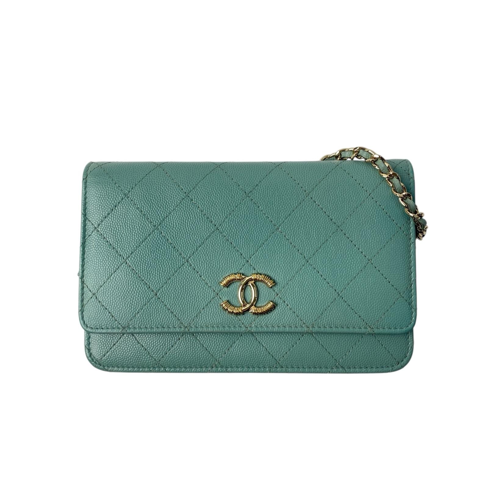 美品 シャネル CHANEL レディース チェーンウォレット キャビアスキン 斜めがけ クロスボディ