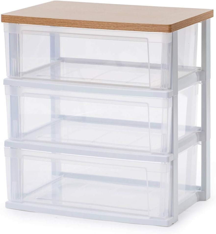 アイリスオーヤマ チェスト ワイド 3段 4段 5段 日本製 簡単組み立て 幅54.5×奥行き39.1 フレンチオーク木天板 b)ナチュラル