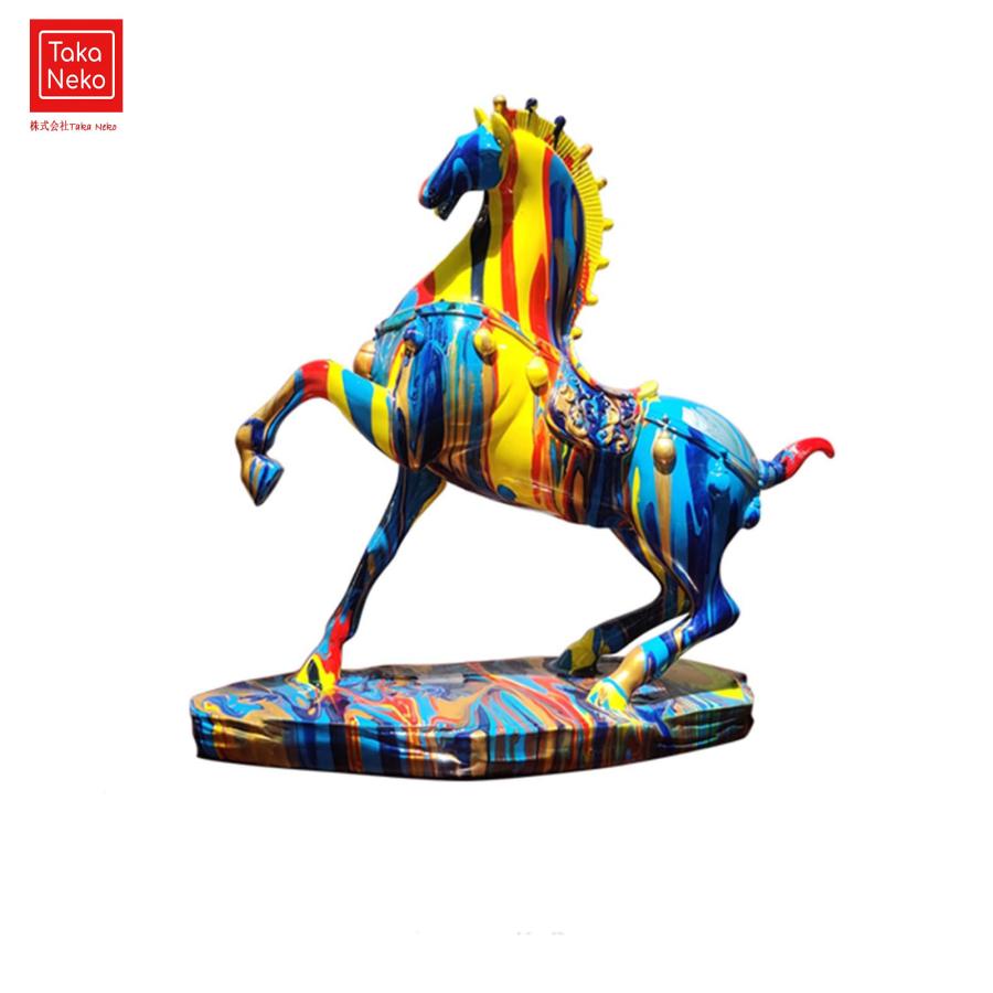 抽象芸術の彫像 - スプラッシュカラーの馬の置物デスクトップコレクション動物愛好家/オフィス/自宅へのアクセサリーギフト