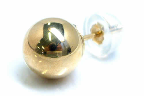 14金 8mm丸玉ピアス 1個 片耳 本物の金 シンプル ボール 男性 女性 キャッチ プレゼント