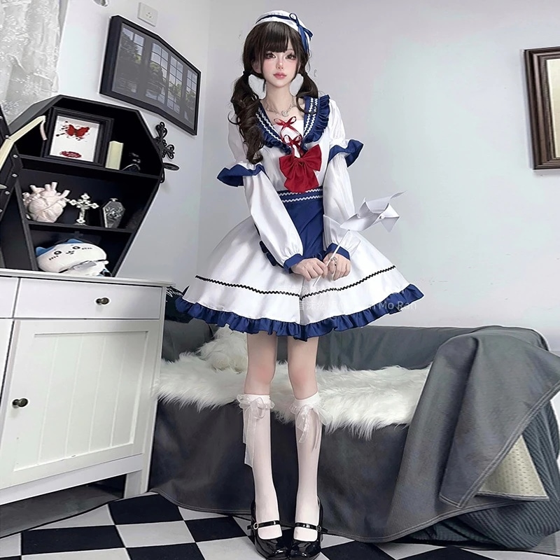 正規品小さな船乗り * アニメコスチューム演出海軍cos服ワンピースロリータメイド服コスプレ