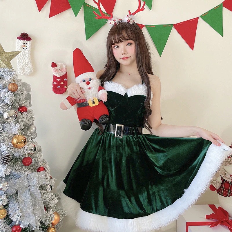日本のサンタクロースセクシーなチューブトップロールプレイドレスクリスマスコスチュームレディースクリスマスコスチュームクロスボーダー外国貿易