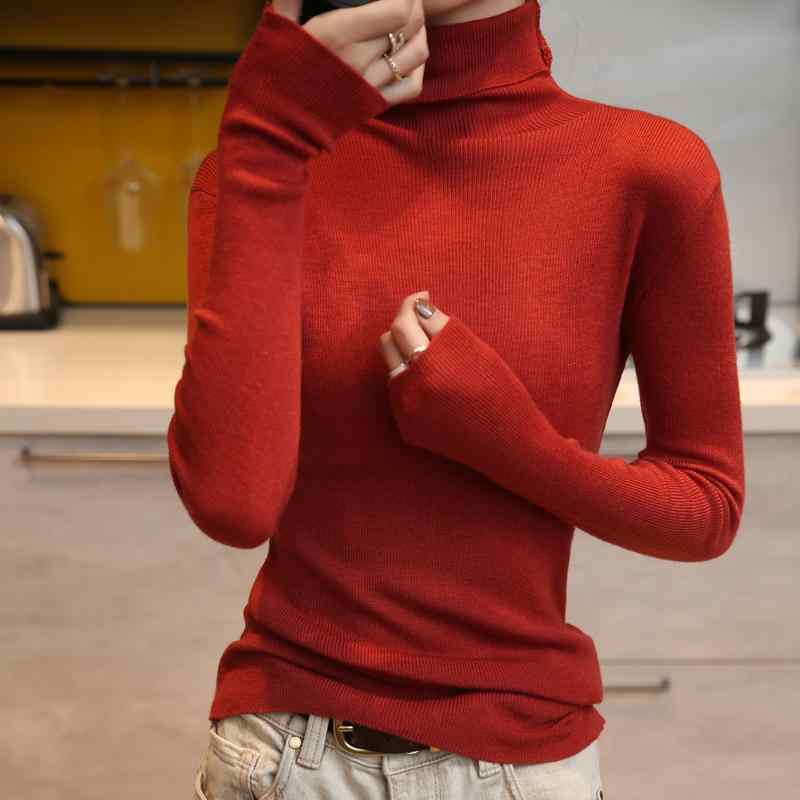 ファッション 服 オシャレ カワイイ シンプル 大カワイイ サイズ 婦服 秋 ウール セーター パイル カラー 長袖 薄手 白 タートルネックニット シャツ 16,526円