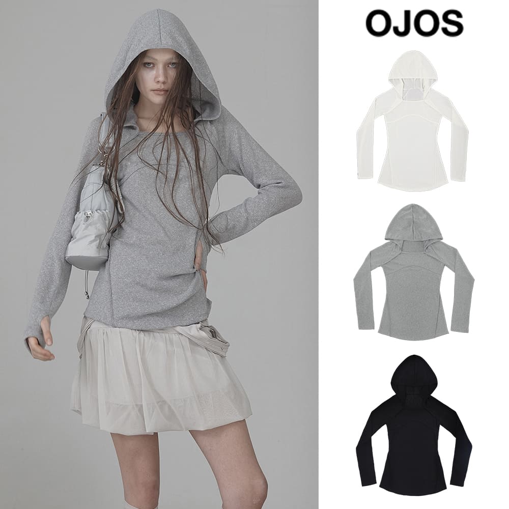 [OJOS] Wrap Bolero Knit Hoodie
