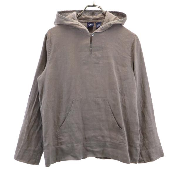 オールド リネン プルオーバー ジャケット XS グレー系 フード レディース