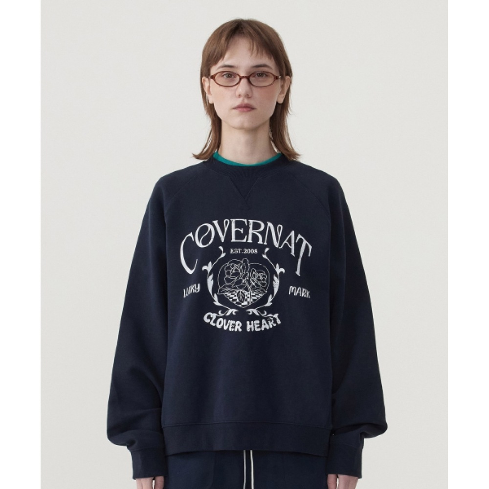 COVERNAT 女性女性ビンテージグラフィックスウェットシャツネイビー