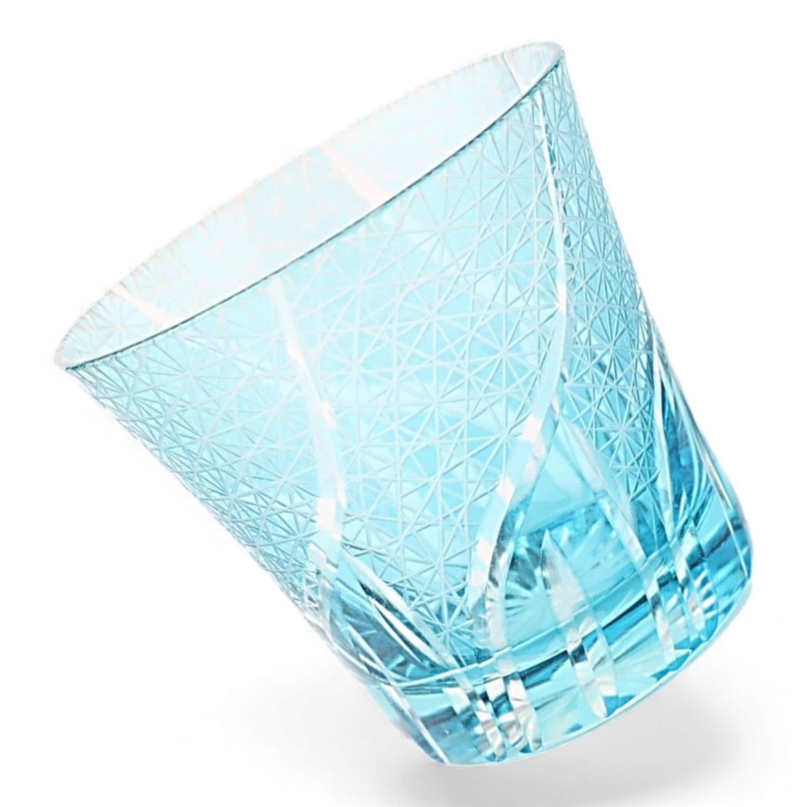 匠美風 ディナー ラグゼ 切子 グラス カップ Φ94xH85mm 240cc 乱彫小紋 アクア 新色 煌雅 PNO.331626