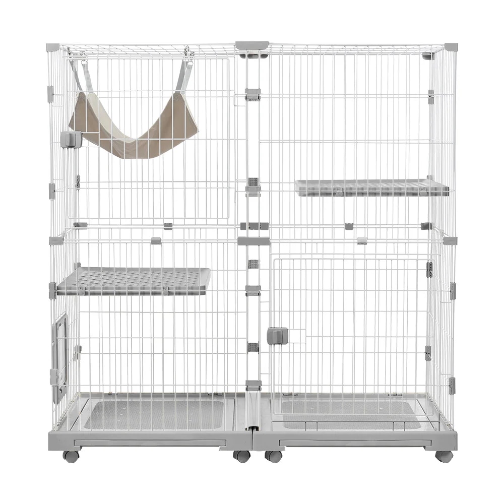 猫 ケージ キャットケージ 2段 幅広設計 自由組み合わせ 猫ドア付き ハンモック付き 大型 猫ゲージ 高級感 おしゃれ キャットハウス ネコ ハウス 多段 留守番 保護 脱走防止 多頭飼い 多頭 ス