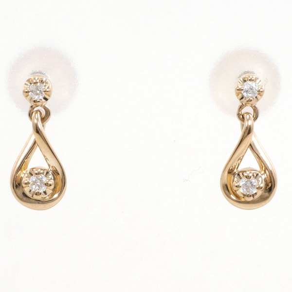 4℃ K18PG ピアス ダイヤ 総重量約0.9g ジュエリー 中古