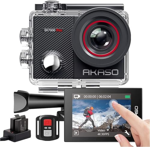 AKASO EK7000 Pro アクションカメラ 4K 2000万画素 タッチパネル式 Type-C外部マイク対応 手ブレ補正 WIFI搭載 広角レンズ 40m防水 水中カメラ HDMI出力 スポー