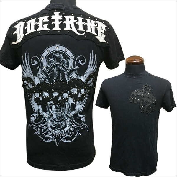 DOCTRINE ドクトリン メンズ ラインストーン スタッズ 刺繍 ロゴ　スカル Tシャツ