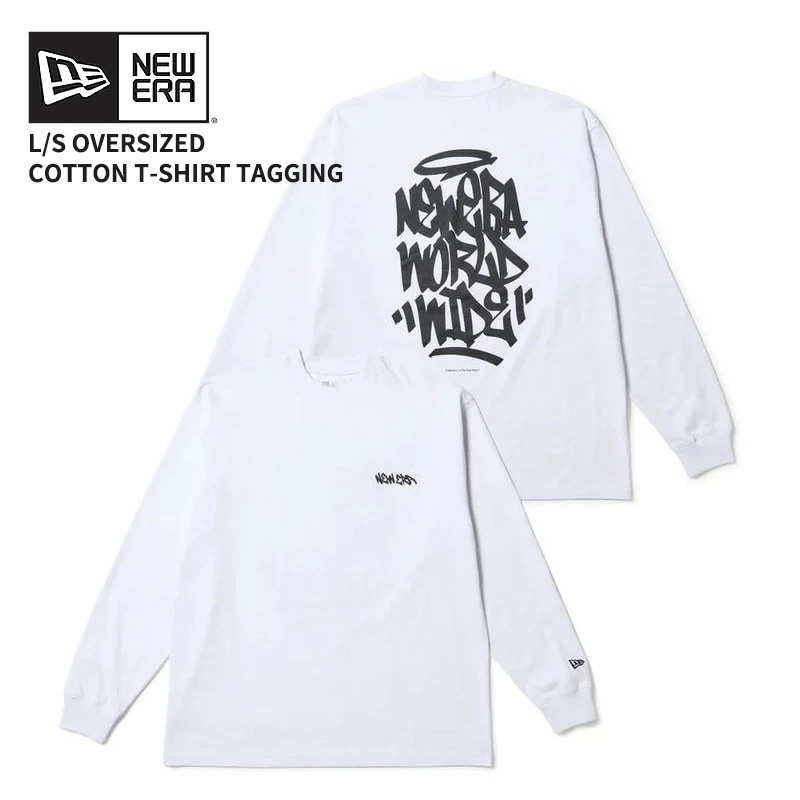 ニューエラ ユニセックス ロンT 長袖Tシャツ NEW ERA 長袖 オーバーサイズド コットン Tシャツ Tagging ホワイト カットソー トップス 14682689