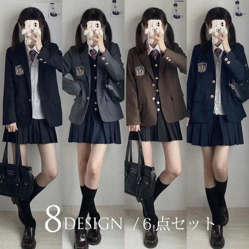 卒業式 スーツ 女の子 6点セット 小学校女子 小学生 入学式 スーツ 学校制服 JK 制服 ブレザー フォーマルスーツ スクール 子供スーツ 中学生 高校生 ジャケット 長袖シャツ ス