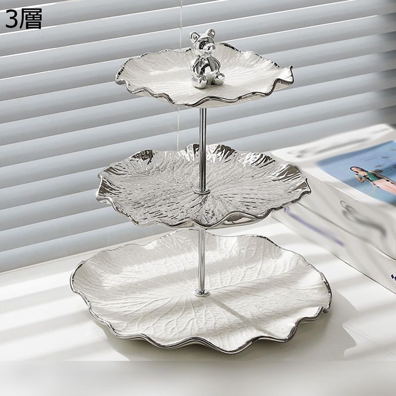 ケーキプレイスタンド セラミック 西洋風 2段 3段 デザートスタンド ケーキ陳列台 フルーツプレート デザート展示台 飾り付け お菓子 アフタヌーンティー パーティー用 誕生日 宴会テーブル 熊