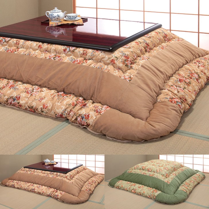 こたつ布団 正方形 205×205cm 東レ マシュロン 中綿 ベロア パッチ 花柄 こたつ用 掛布団 掛け布団 ラウンド加工