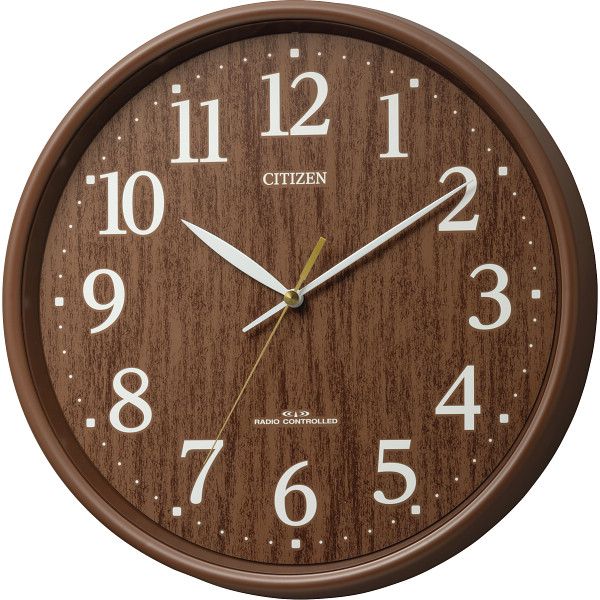 木目調電波掛時計 茶色 8MY569-006