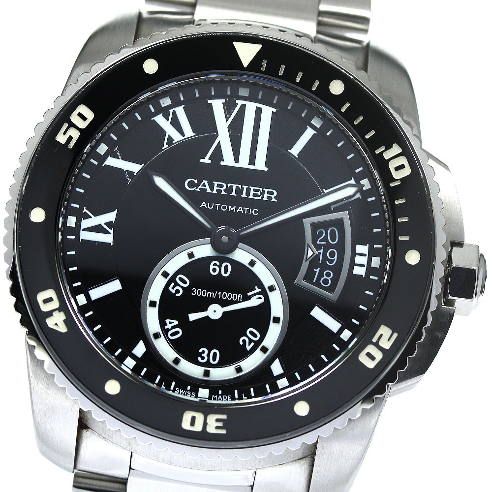 カルティエ CARTIER W7100057 カリブル ドゥ カルティエ ダイバー デイト 自動巻き メンズ 内箱保証書付き_766409【中古】