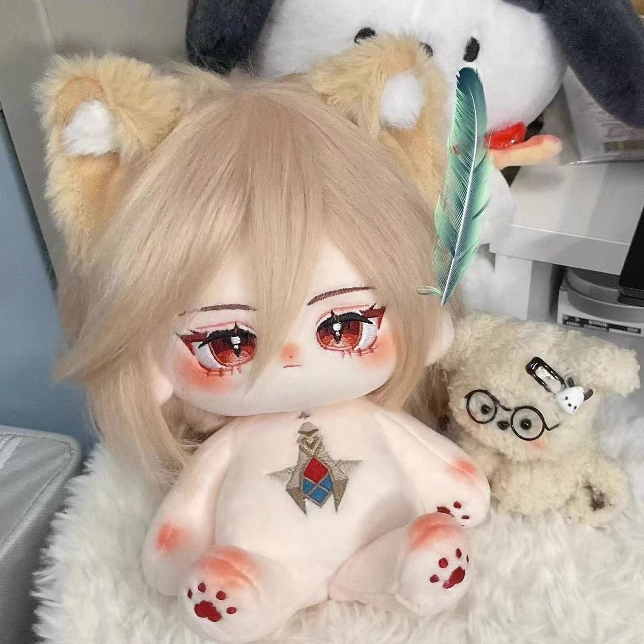 カウェイcm綿人形獣耳獣尻尾付き骨格入り裸体人形着せ替え人形かわいいぬいぐるみギフト