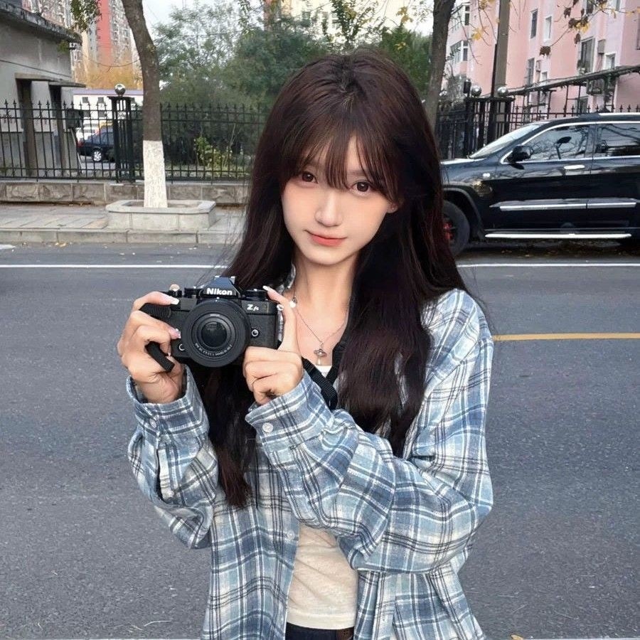 青 チェック シャツ レディース アウター 韓国系 ゆったり シャツ 小柄 リラックス風 長袖 トップス アウター725