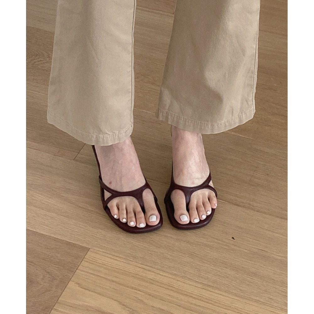 MOODLE バーキンフリップフロップミドルヒールフリップサンダル 2色 6cm
