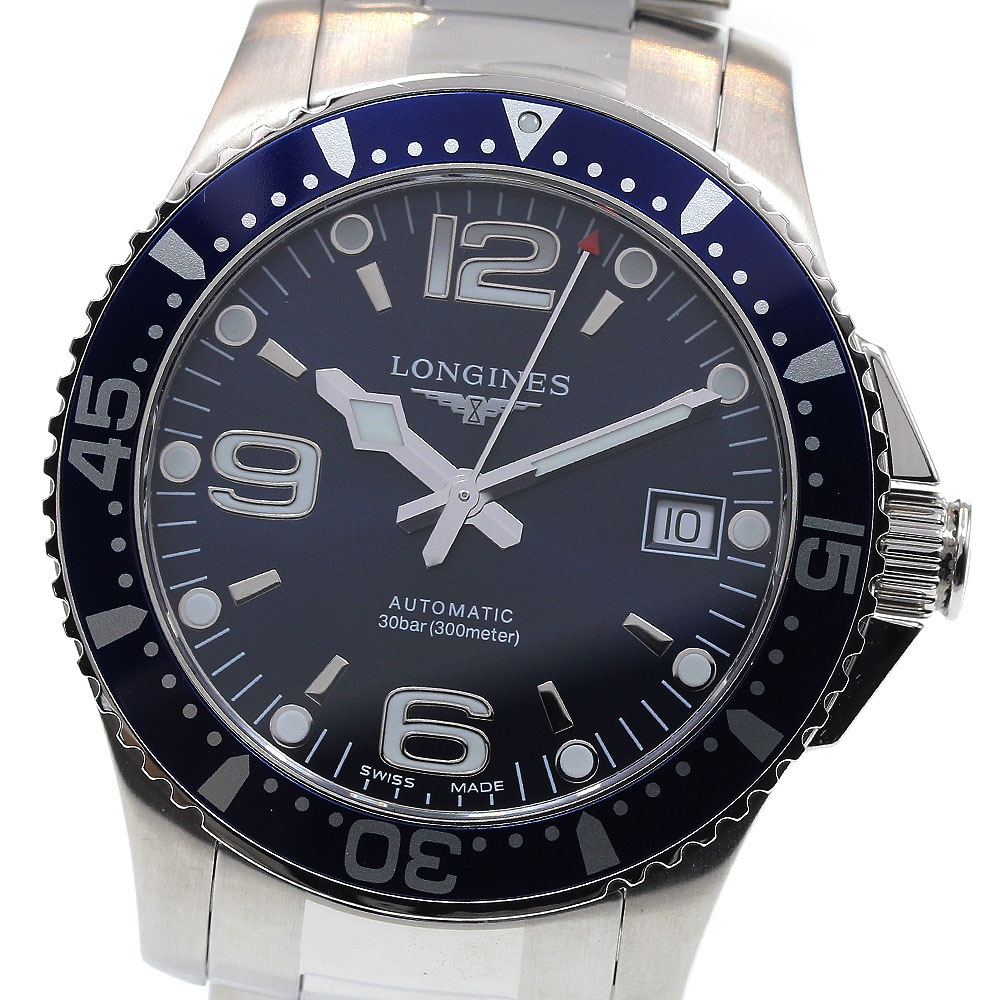 ロンジン LONGINES L3.741.4 ハイドロ コンクエスト デイト 自動巻き メンズ 保証書付き_843130【中古】