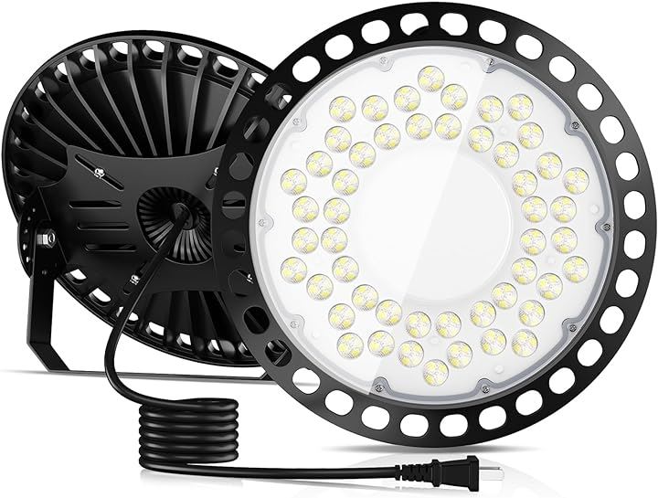 led投光器 高天井灯 LED高天井照明 防水 100V 高輝度 35000lm 6500K 昼白色 UFO型 IP66 ハイベイライト 85-220V プラグ付 2m配線( 200W)