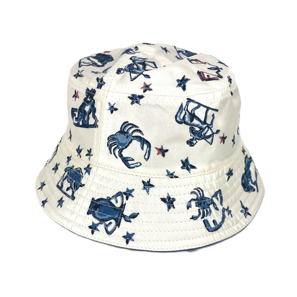 ハット FXQ995 ロゴ 総柄 ハット帽 帽子 バケットハット ボブハット シルク ブルー