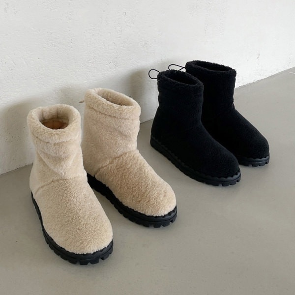 ショートブーツ フェイクファー トラックソール もこもこ