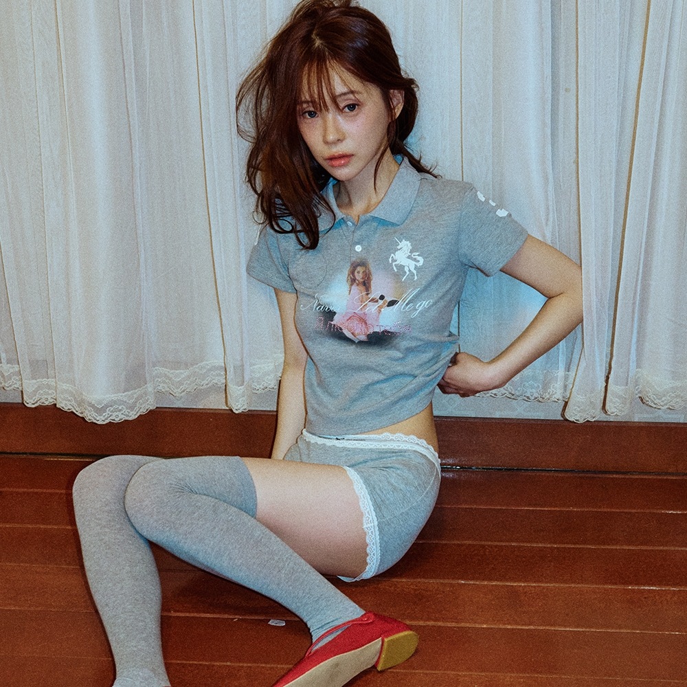 グレーズオーバーグラフィックPK Tシャツ [グレー]