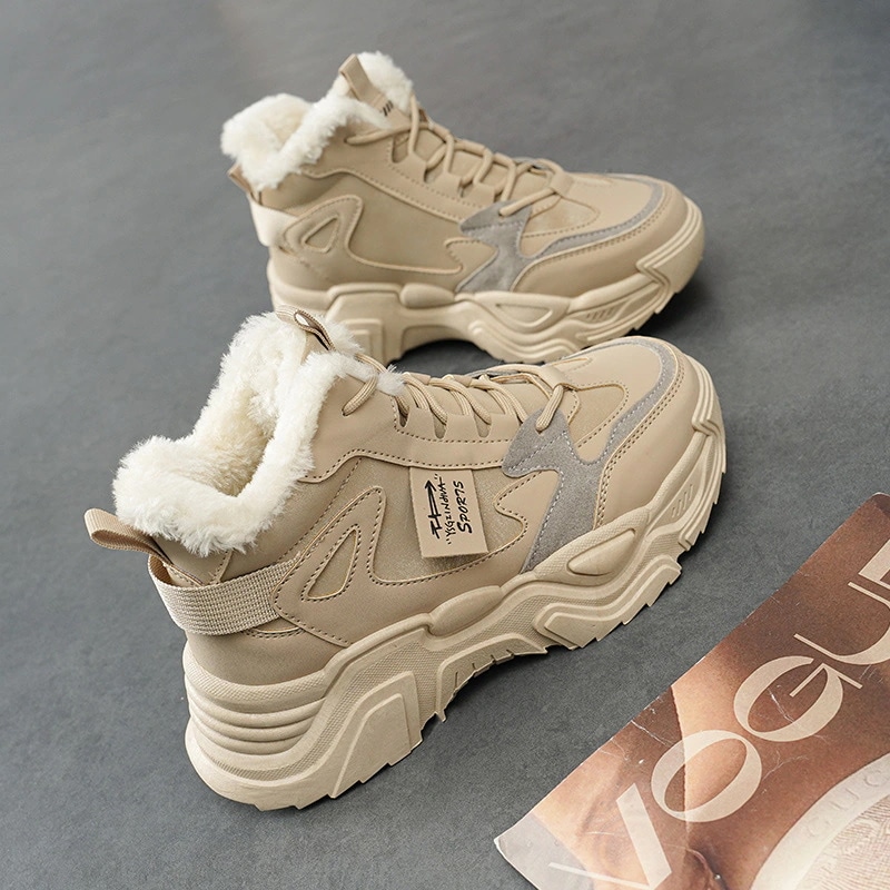 裏起毛スニーカー ハイトップ・シューズ レディース 2024 秋冬新作 コットン・シューズ 韓国製カジュアル・トレーナー