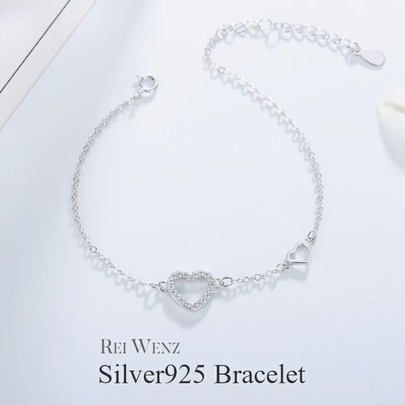 【高品質Silver925】ブレスレット シルバー CZダイヤ ハート Silver925 レディース ジルコニア プレゼント ブランド 重ね