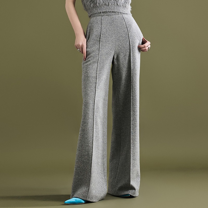 P9065 ピンタック ワイド ウール スラックス