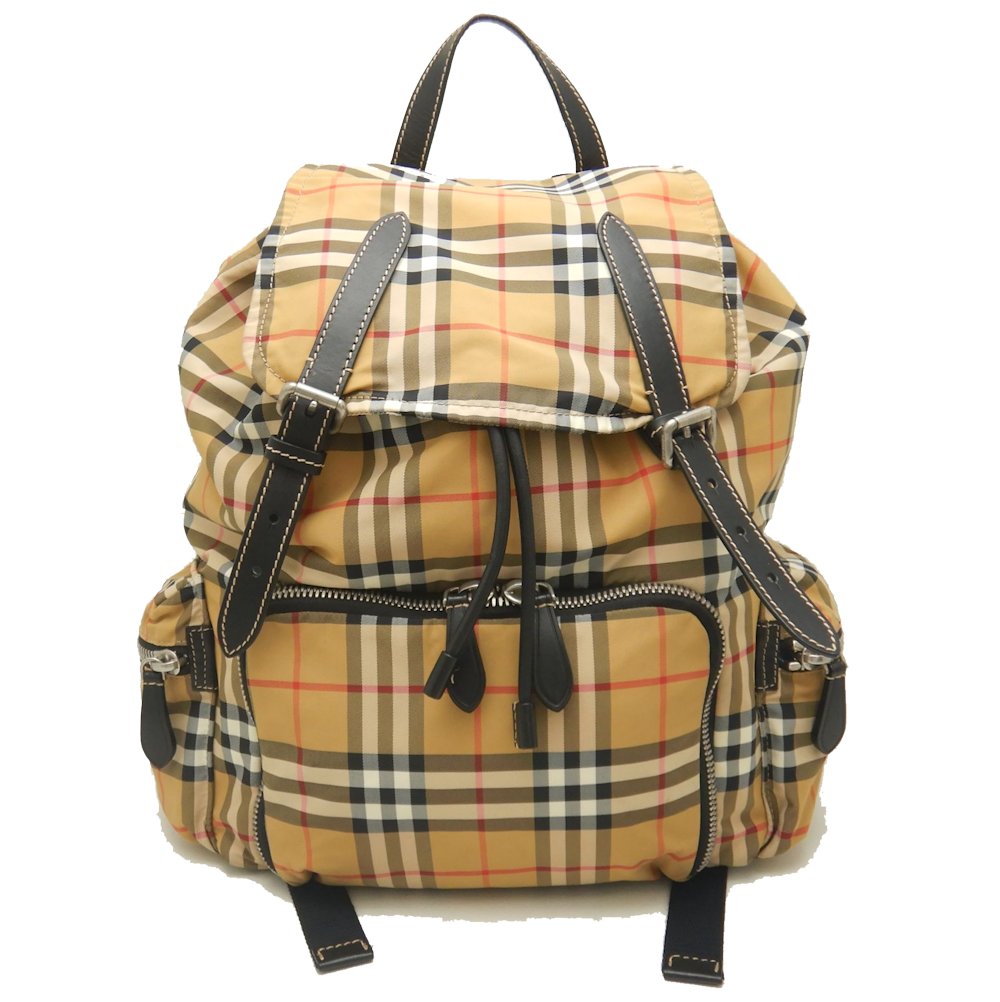 バックパック 8005141 リュック ヴィンテージチェック ナイロンxレザー ベージュ/251910【中古】