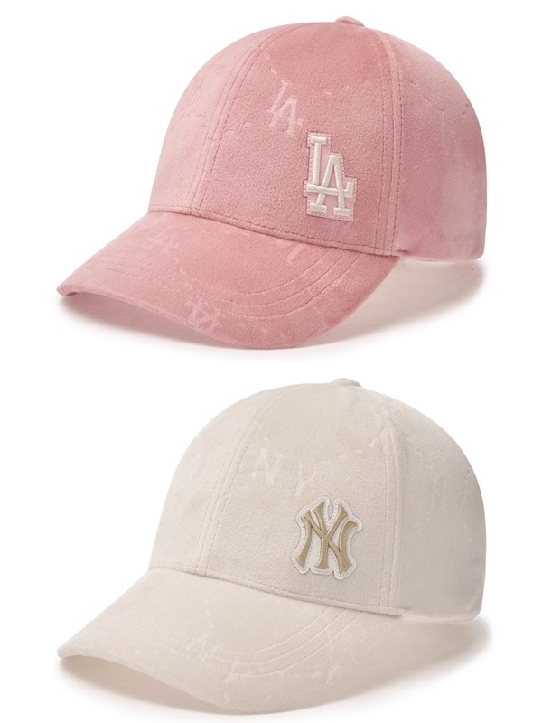 3ACPMV046韓国限定販売 ダイヤ モノグラム ベルベット エンボス ストラクチャー ベースボールキャップ ニューヨークヤンキース