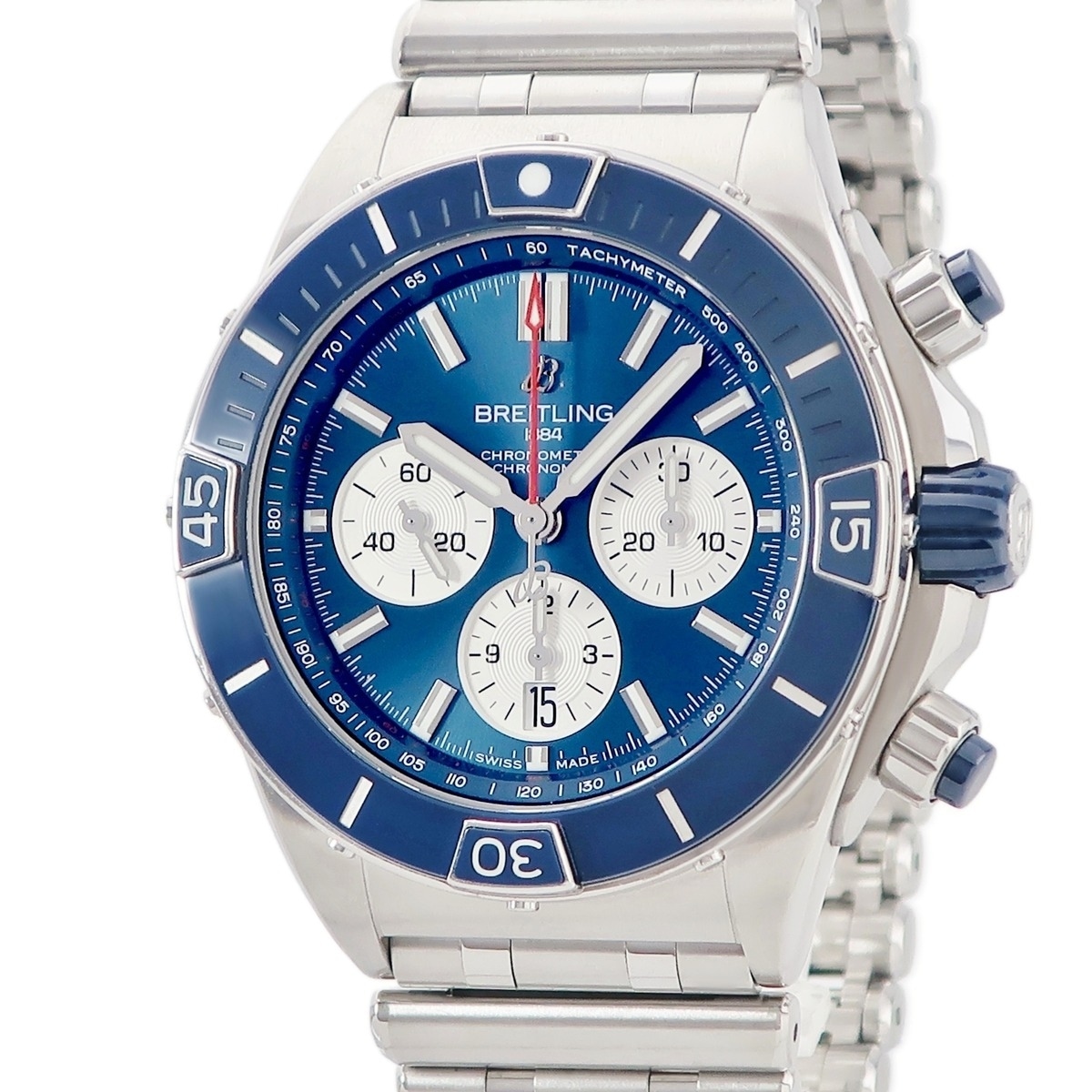 スーパー クロノマット B01 44 AB0136 自動巻き メンズ OH済 ブルー 3年保証