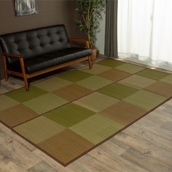 1030340061702 い草ラグ 花ござ 格子柄 市松柄 DXピーアブラウン 団地間2畳 (約170×170cm) メーカー直送