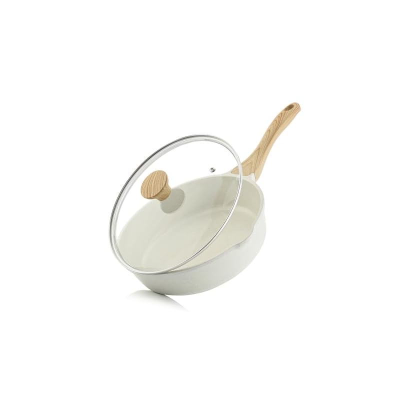 SENSARTE フライパン 深型 26cm セラミックコーティング 蓋付き IH対応 ガス火対応 焦げ付きにくい 炒め鍋 軽量 中華鍋 お手入れ簡単 こびりつきにくい 高熱効率