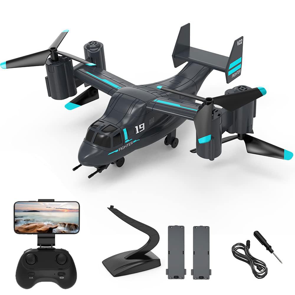 陸空デュアルモード RC ヘリコプター6K HD オスプレイ リモート ヘリコプター空気圧ワンキー離陸および着陸 RC 航空機2 交換用バッテリー エントリー レベル フライング トイ RTR