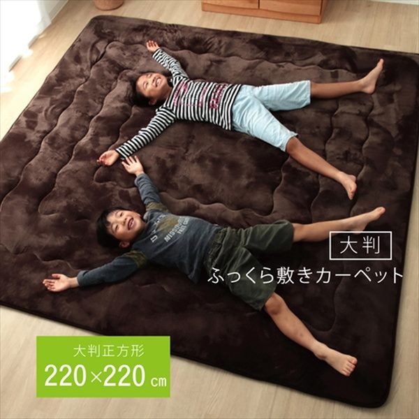 こたつ敷き布団 厚手 ラグ 大判 正方形 約3畳 220x220cm 幅広ワイドサイズ ふわふわ フランネル